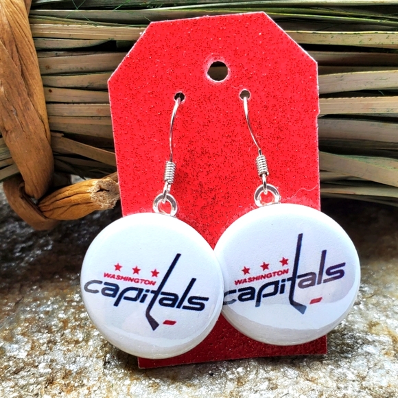 Washington Capitals Earrings Nhl Hockey 